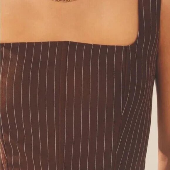 Peppermayo Exclusive Talula Pinstripe Bustier Chocolate Size 2 - Picture 5 of 10